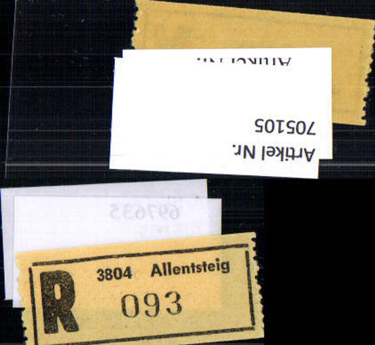 705105 Einschreibezettel Rekozettel R-Zettel Allentsteig