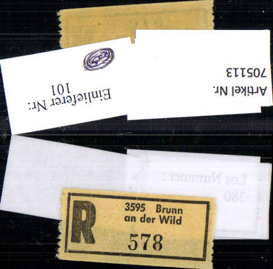 705113 Einschreibezettel Rekozettel R-Zettel Brunn an der Wild