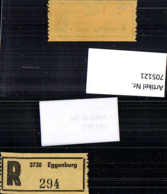 705121 Einschreibezettel Rekozettel R-Zettel Eggenburg
