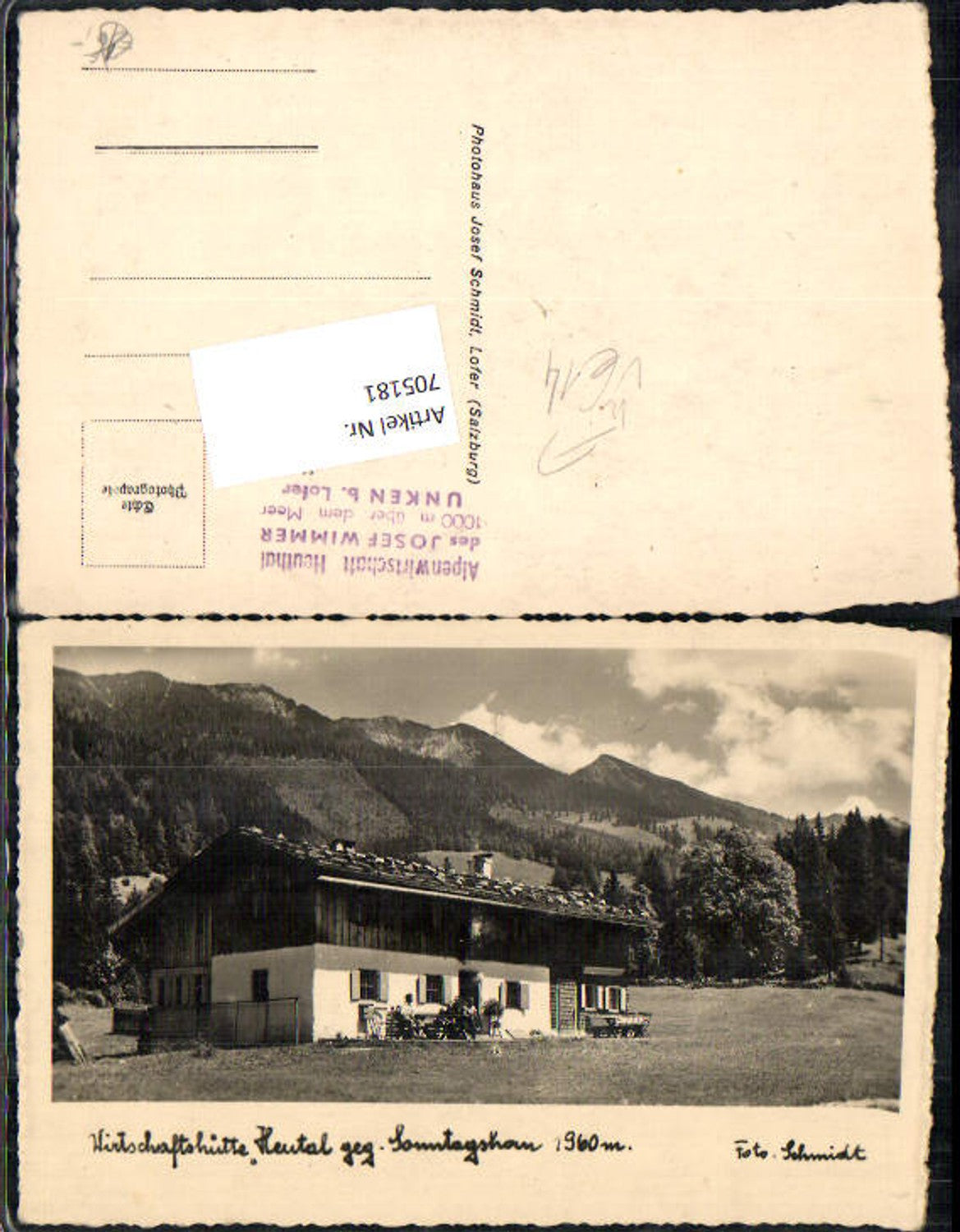 705181 Wirtschaftshütte Heutal b. Unken Lofer pub Foto Schmidt