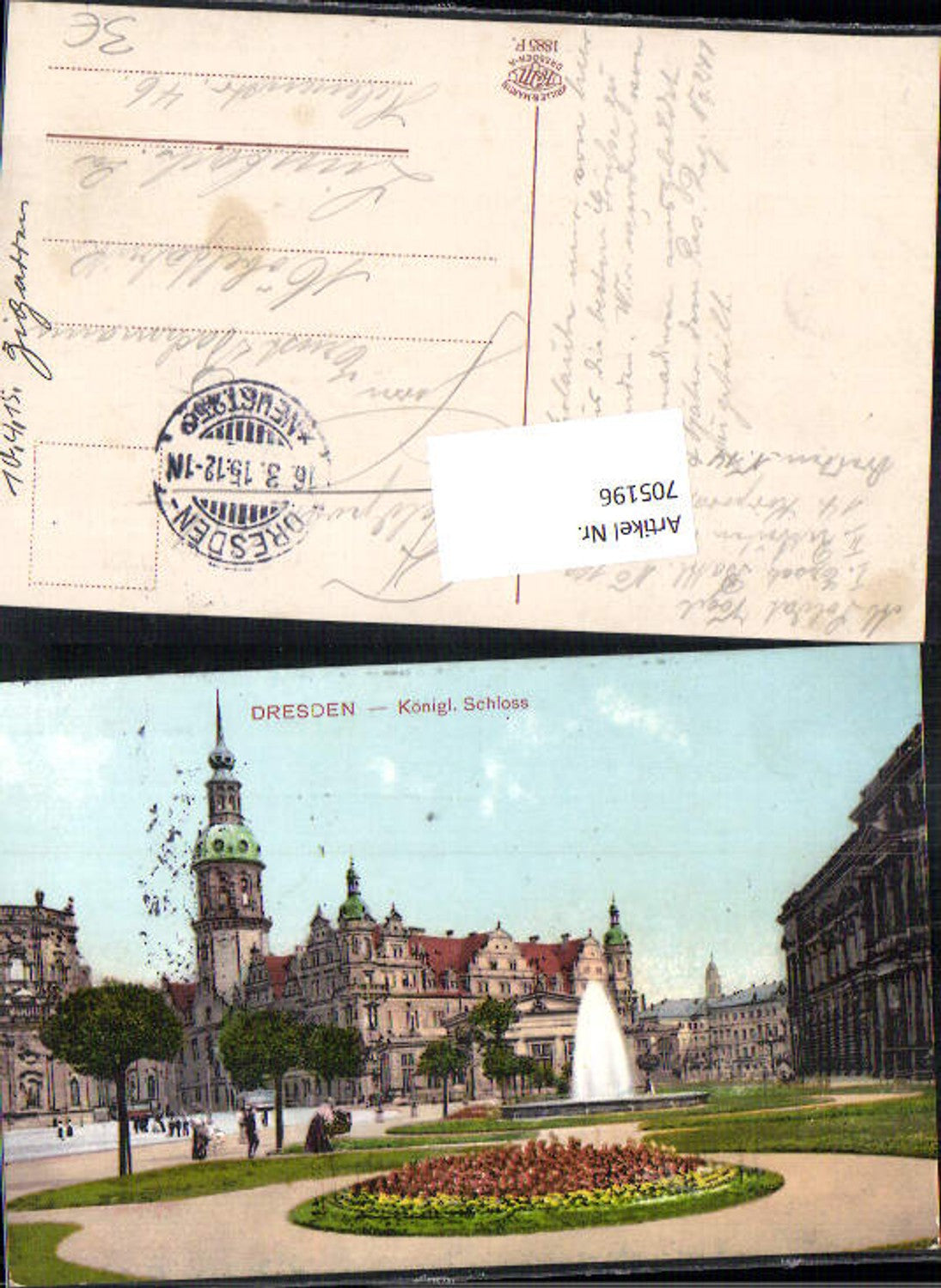 705196 Dresden Schloß Feldpost Limbach Sachsen