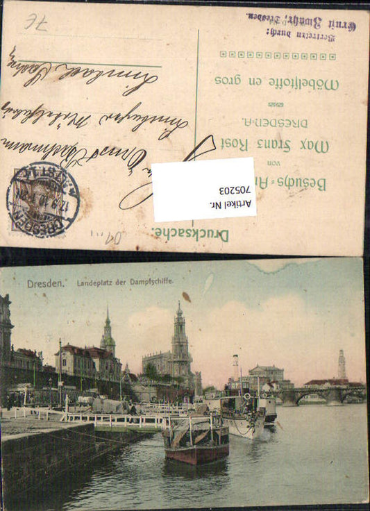 705203 Dresden Landeplatz Dampfer Landungsplatz Reklame Stp. Möbelstoffe Max Franz Rost