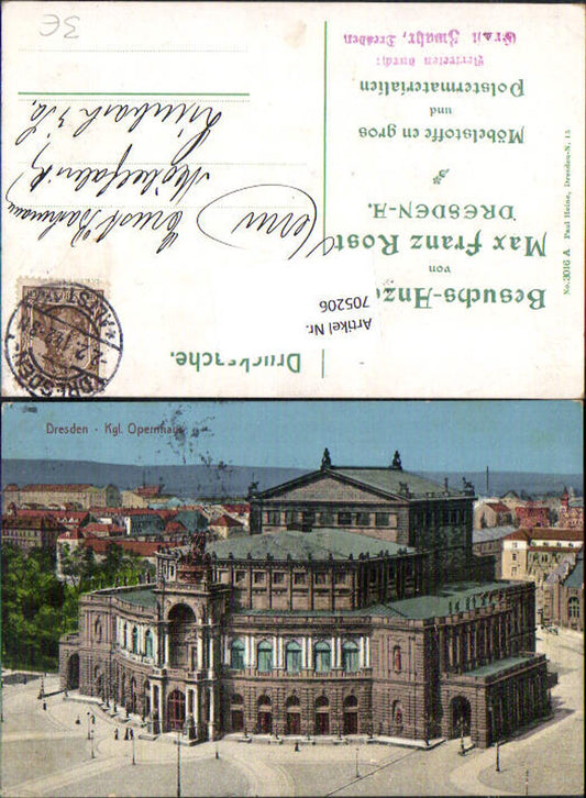 705206 Dresden Opernhaus Oper Reklame Stp. Möbelstoffe Max Franz Rost