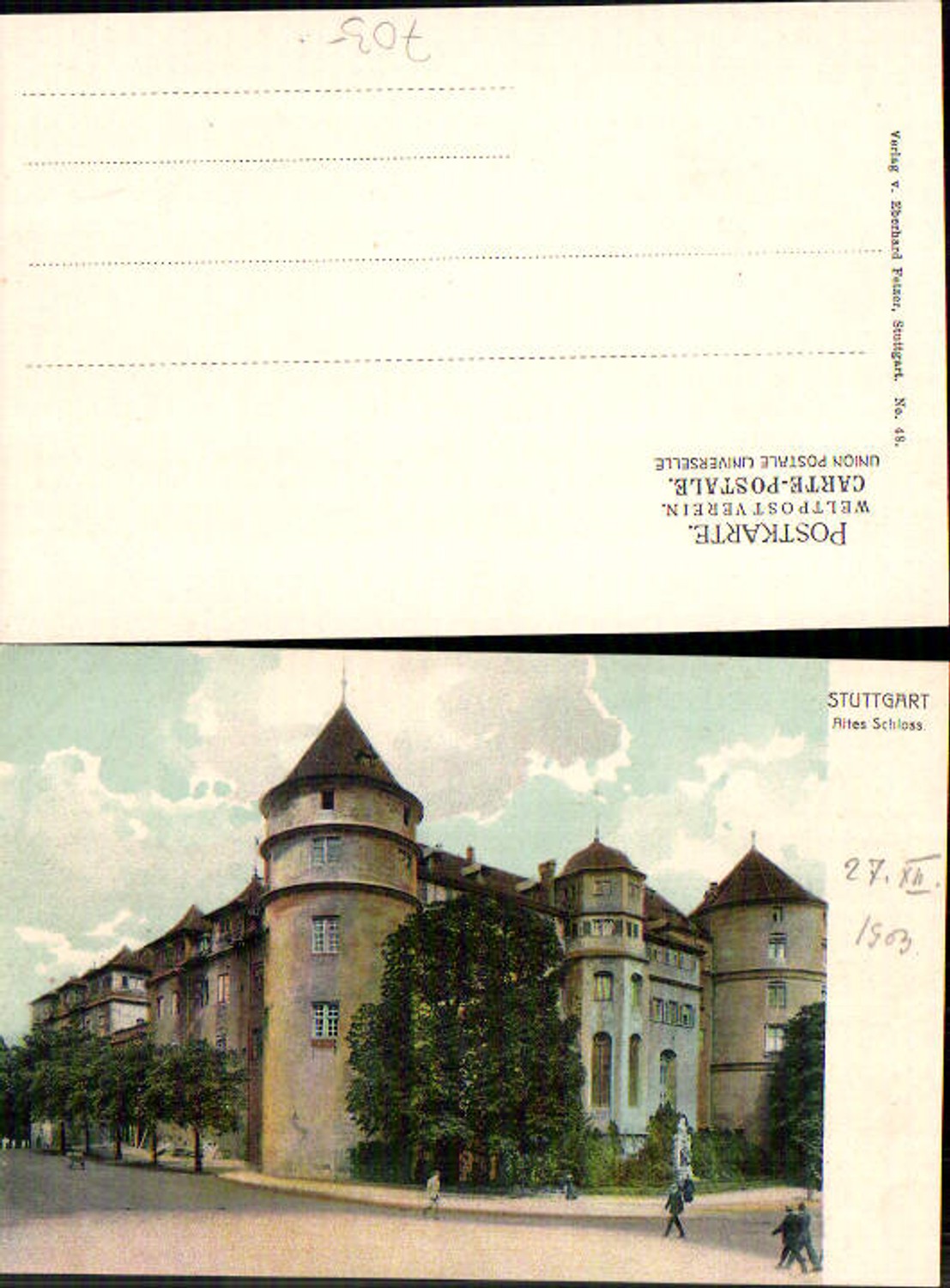 705227 Stuttgart Old Castle 1903 Photogravure