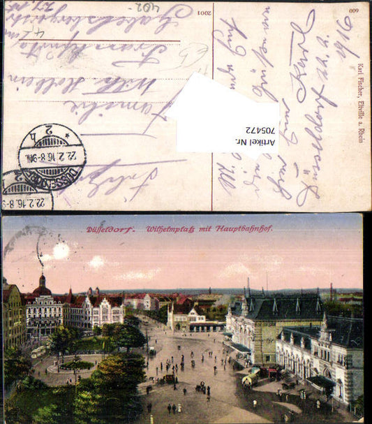 705472 Düsseldorf Wilhelmsplatz mit Hauptbahnhof Bahnhof Feldpost