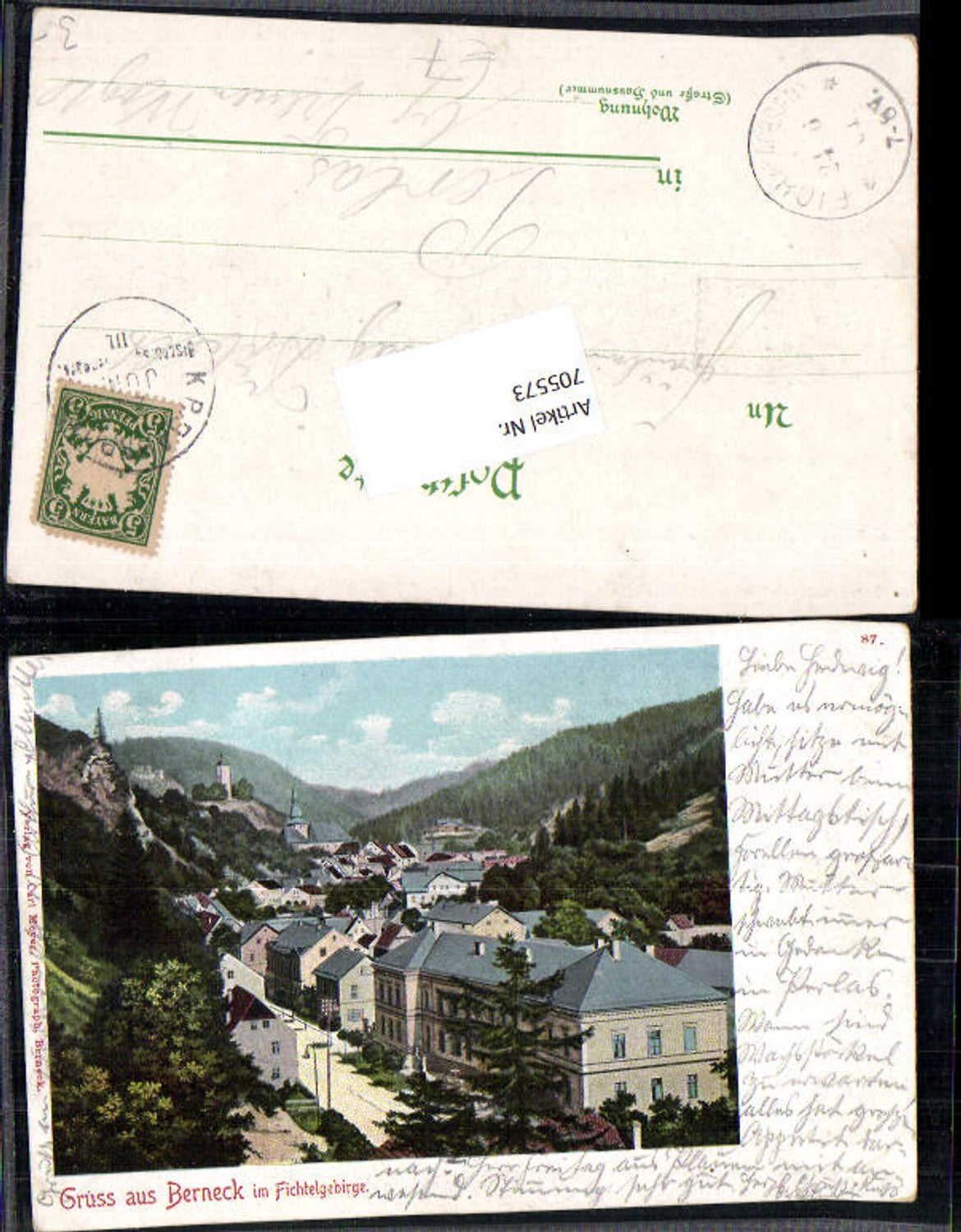 705573 Gruss aus Berneck im Fichtelgebirge K. B. Bahnpost Bischofsgrün