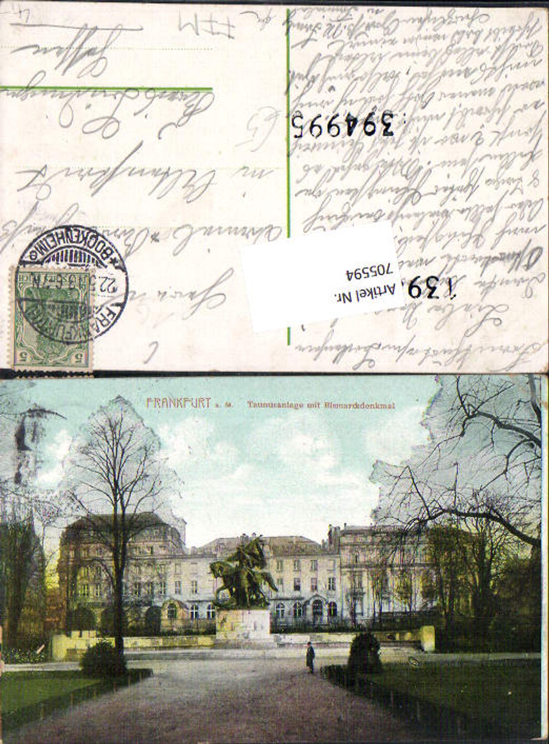 705594 Frankfurt am Main Taunusanlage mit Bismarckdenkmal Reiterdenkmal