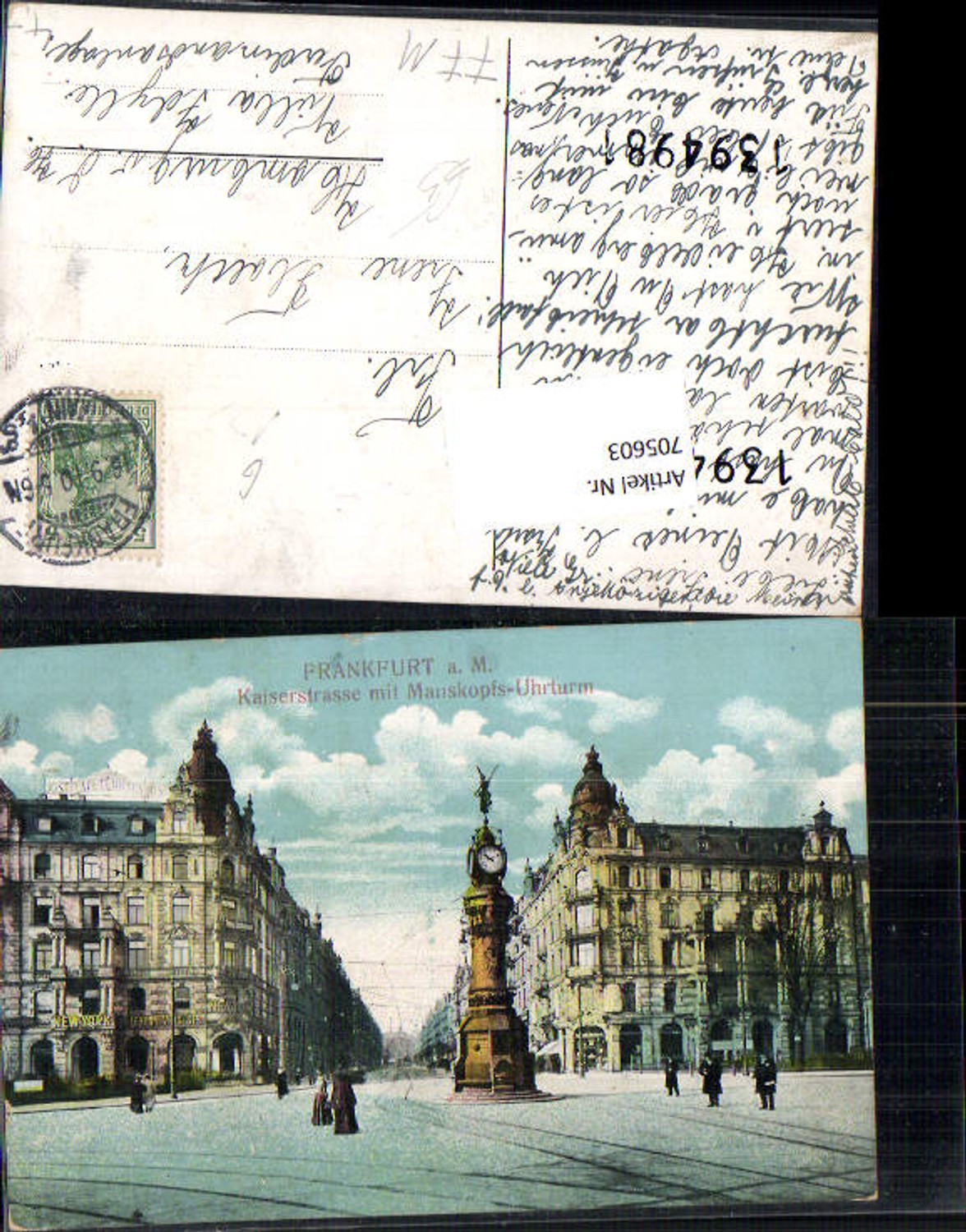 705603 Frankfurt am Main Kaiserstraße m. Manskopfs-Uhrturm Uhr