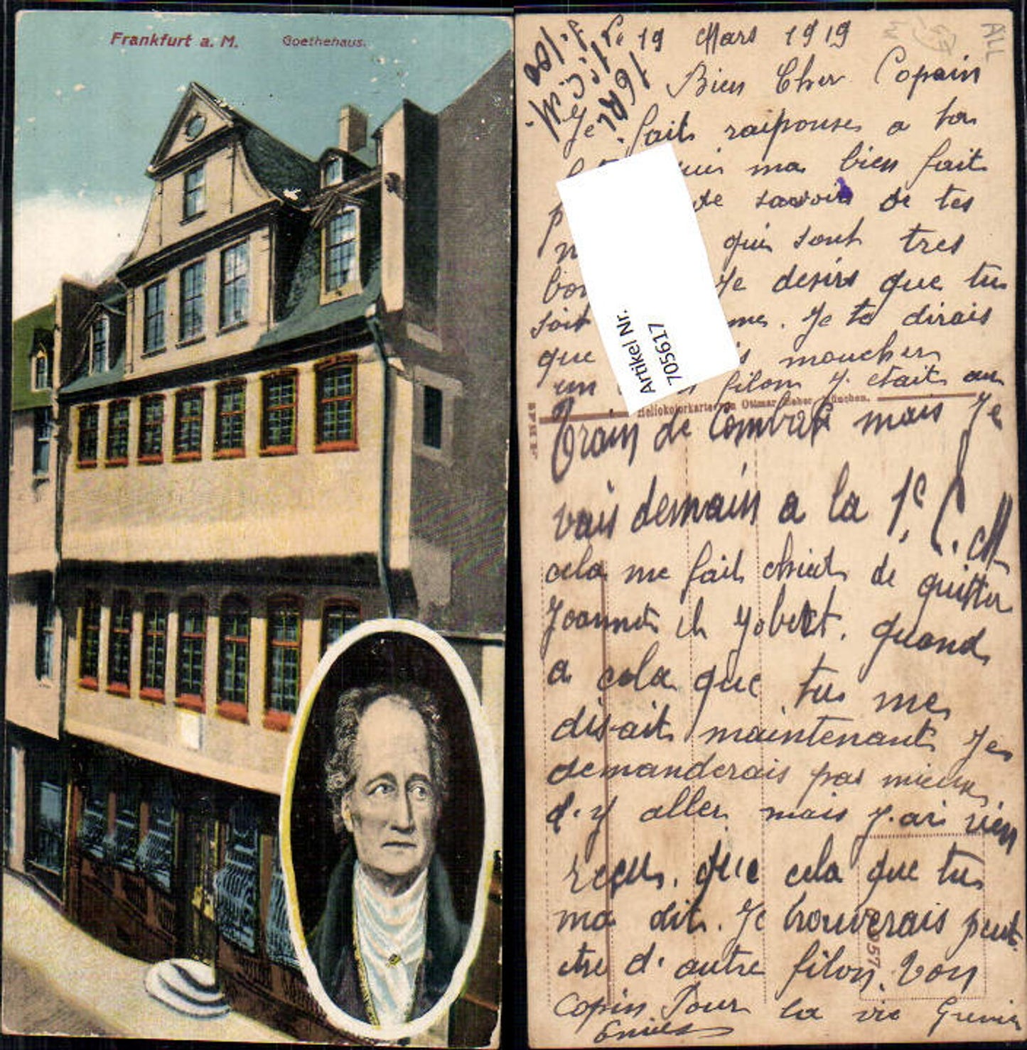 705617 Mehrbild AK Frankfurt am Main Goethehaus Portrait Goethe