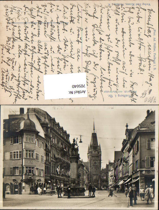 705640 Photo AK Freiburg im Breisgau Kaiserstraße with Martinstor