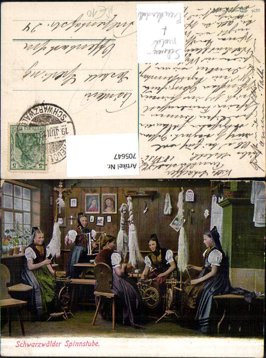 705647 Artist Ak Freiburg im Breisgau Black Forest Spinning room Spinning wheel Traditional costume Freudenstadt