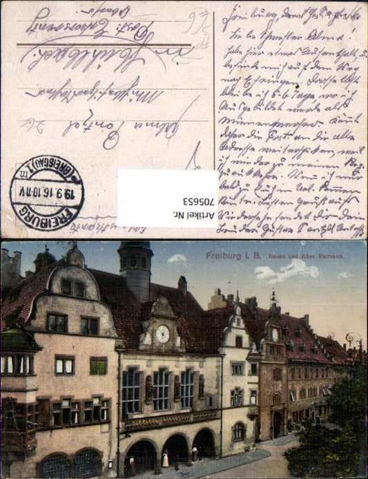 705653 Freiburg im Breisgau New and Old Town Hall Feldpost Mühlbach