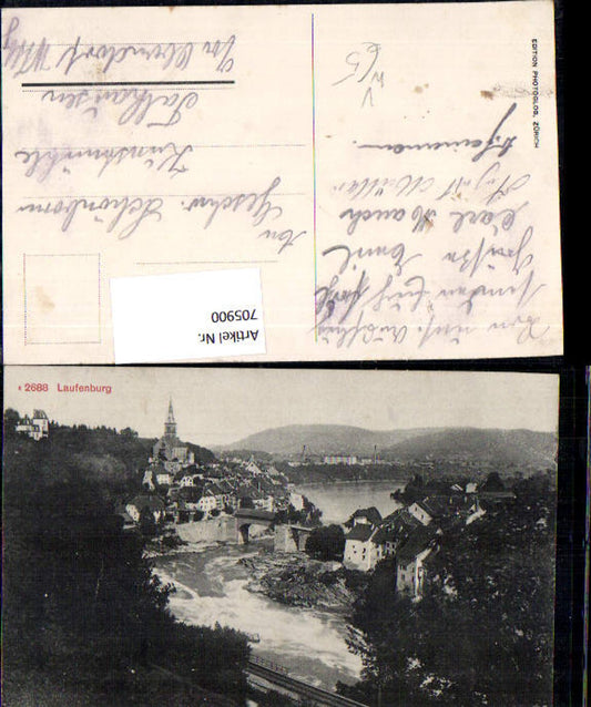 705900 Laufenburg Baden View with bridge pub Photoglob 2688