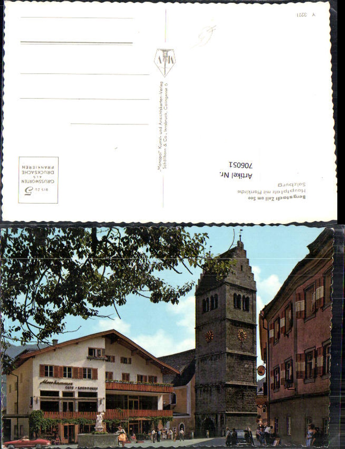 706051 Zell am See Hauptplatz mit Pfarrkirche Cafe Konditorei Mosshammer
