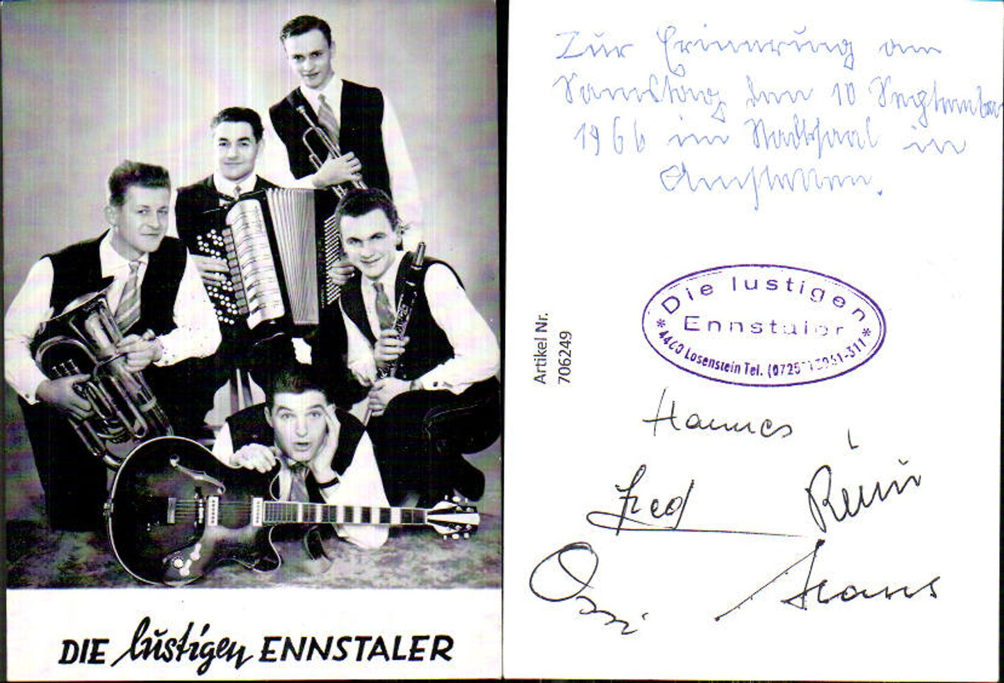 706249 Autogrammkarte Die lustigen Ennstaler Losenstein Stempel Musik