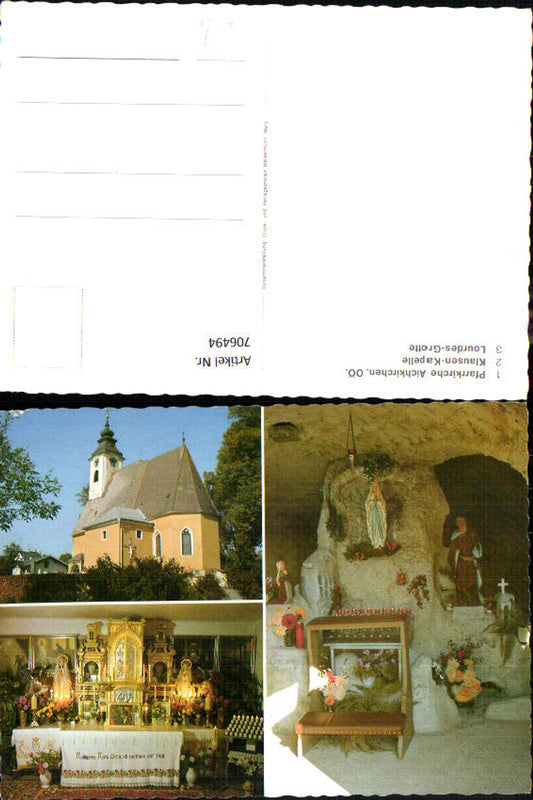 706494 Mehrbild AK Pfarrkirche Aichhirchen Klausen-Kapelle Lourdes-Grotte