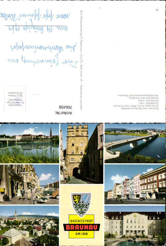 706498 Mehrbild AK Braunau am Inn Grenzstadt Brücke Salzburger Turm Stadtplatz