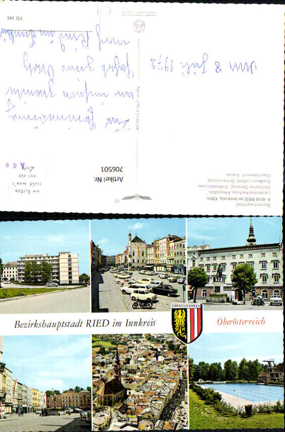 706501 Mehrbild AK Ried im Innkreis Hauptplatz Schwimmbad Krankenhaus