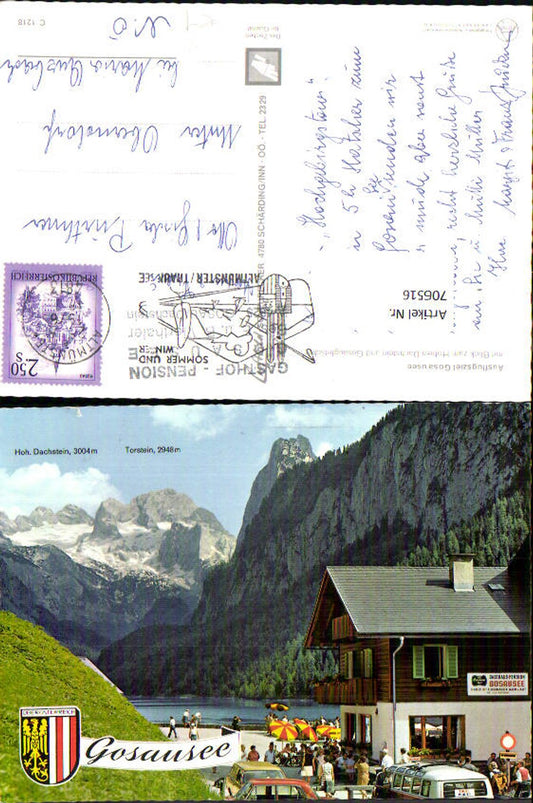 706516 Gosau, Gosausee with view of the Hoher Dachstein and Gosau Glacier, Gasthof Taxi