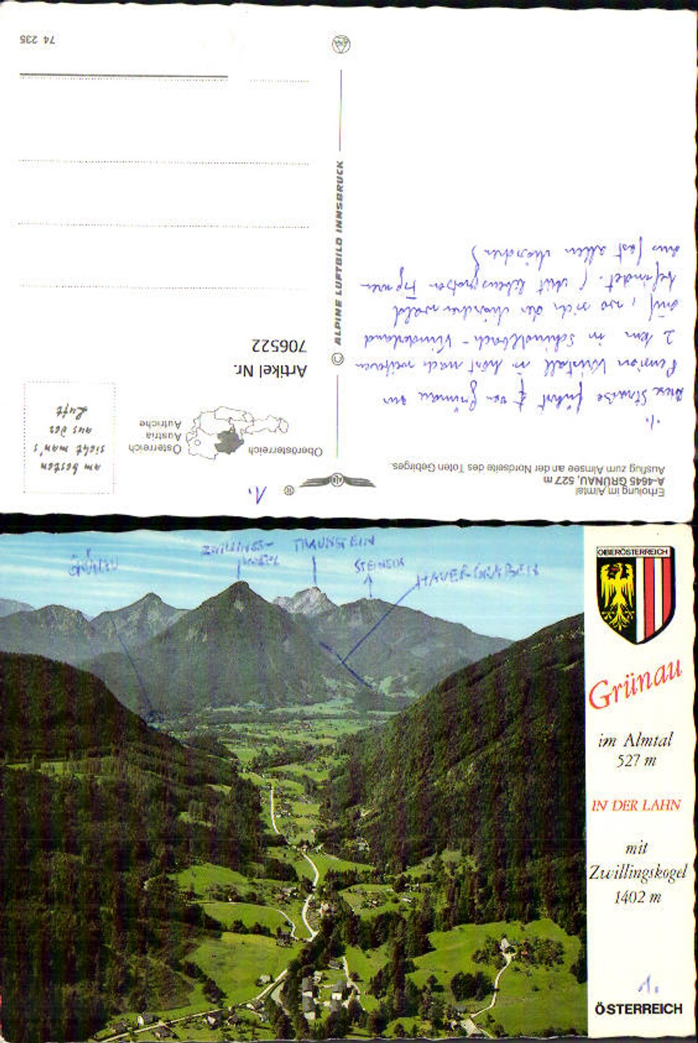 706522 Grünau im Almtal mit Zwillingskogel pub Alpine Luftbild 74235