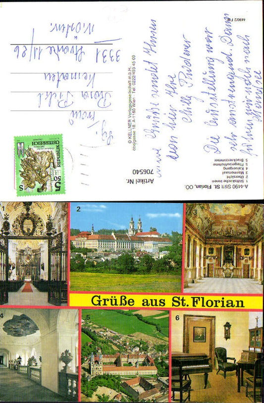 706540 Mehrbild AK Stift St Florian b. Linz Brucknerzimmer Kaisergang Innenansicht