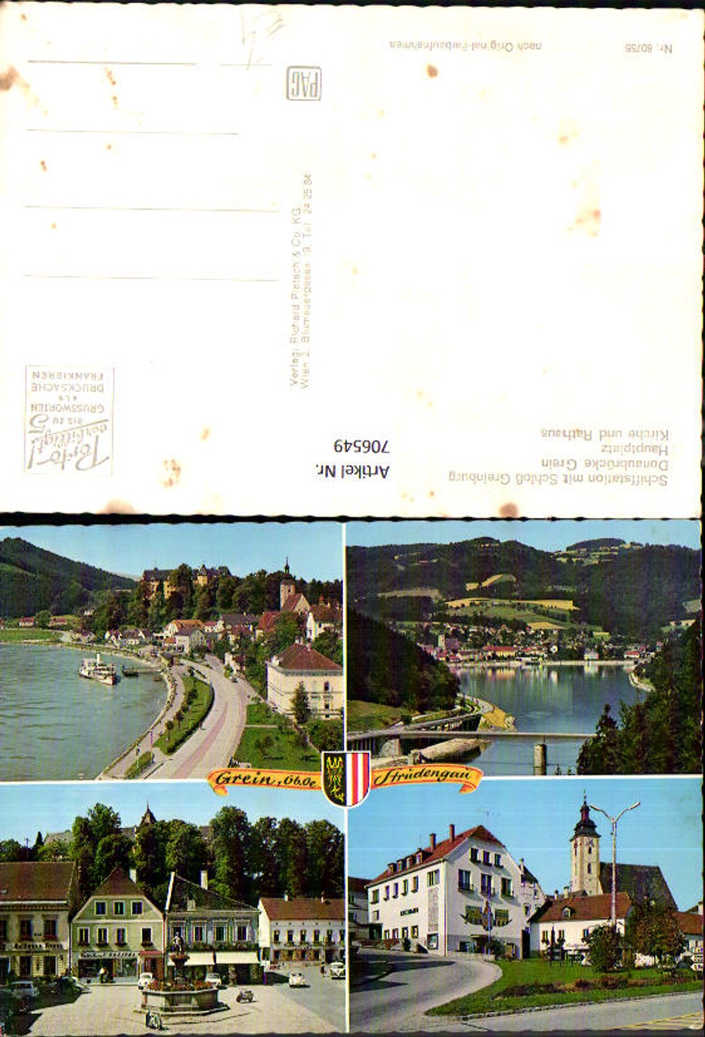 706549 Mehrbild AK Grein a. d. Donau Strudengau Schiff Dampfer Kirche Rathaus