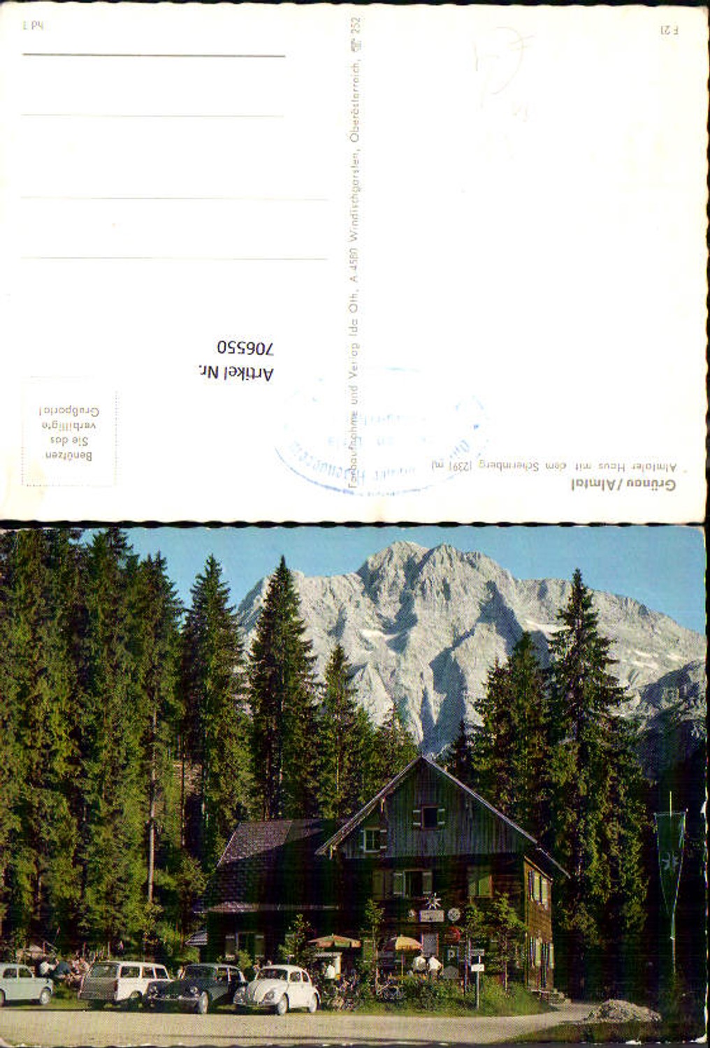 706550 Grünau im Almtal Almtaler Haus mit Schermberg VW Käfer