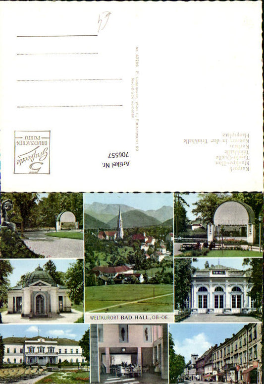 706557 Multi-image AK Bad Hall Kurpark Trinkhalle Hauptplatz Tassilo-Quelle