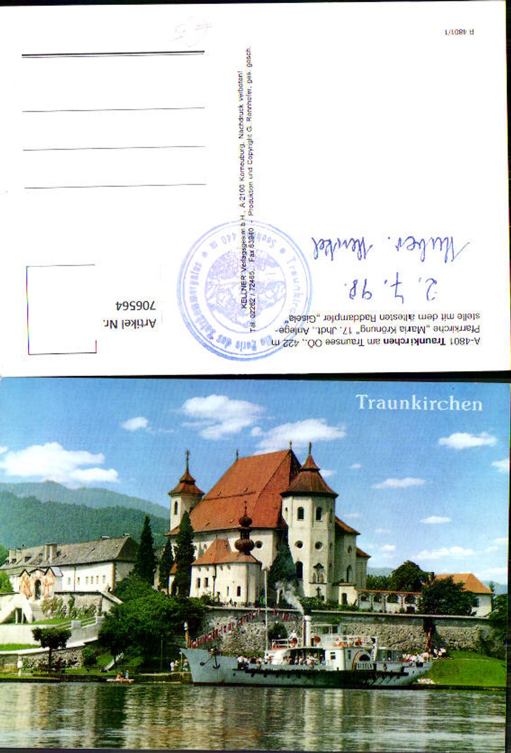 706564 Traunkirchen am Traunsee Parish Church Paddle steamer Gisela Ship Steamer