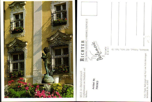 706583 Wels Fischerbrunnen Stadtplatz mit Rathaus