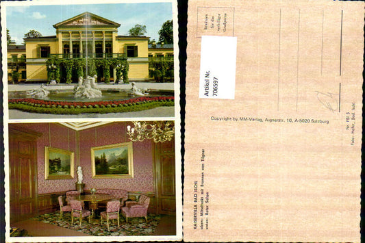 706597 Multi-image AK Bad Ischl Imperial Villa Red Salon Central section with fountain by Tilgner