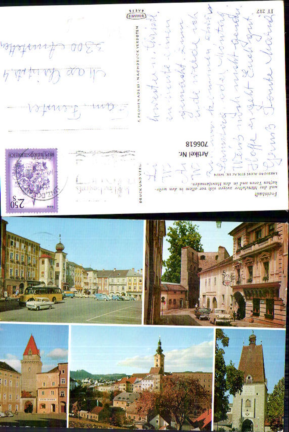 706618 Multi-image AK Freistadt Main Square VW Beetle Bus Postbus