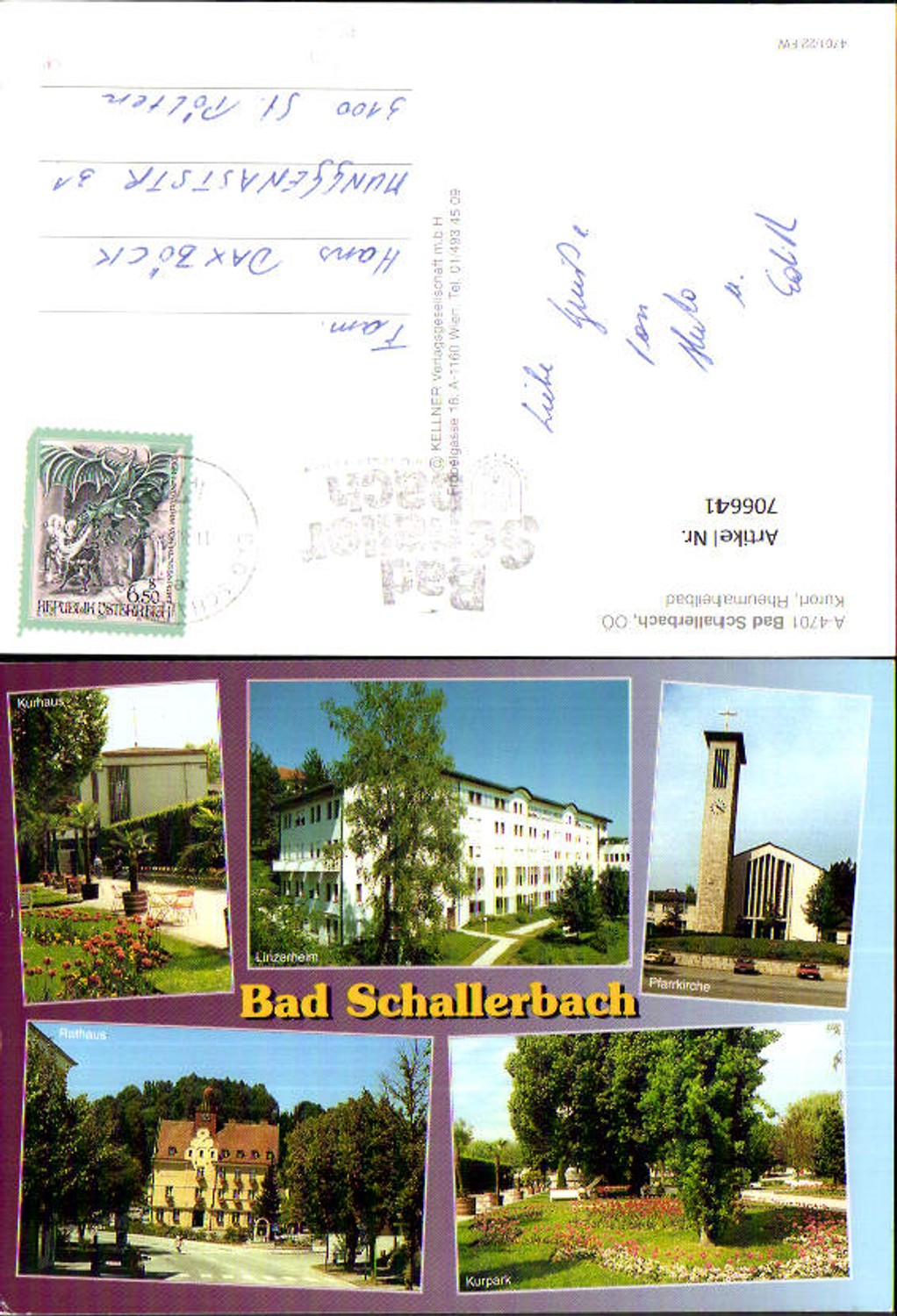 706641 Multi-image AK Bad Schallerbad Linzerheim Town Hall Parish Church Spa Park