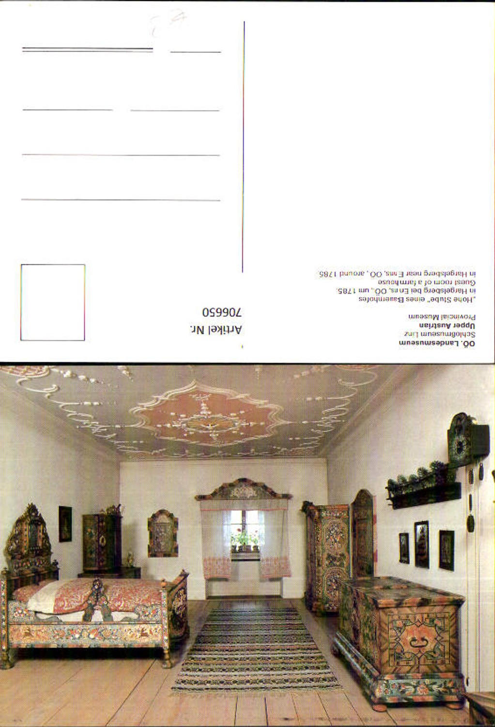 706650 Linz Schlossmuseum Landesmuseum Hohe Stube Bauerhof Hargelsberg b. Enns 1785 Interieur
