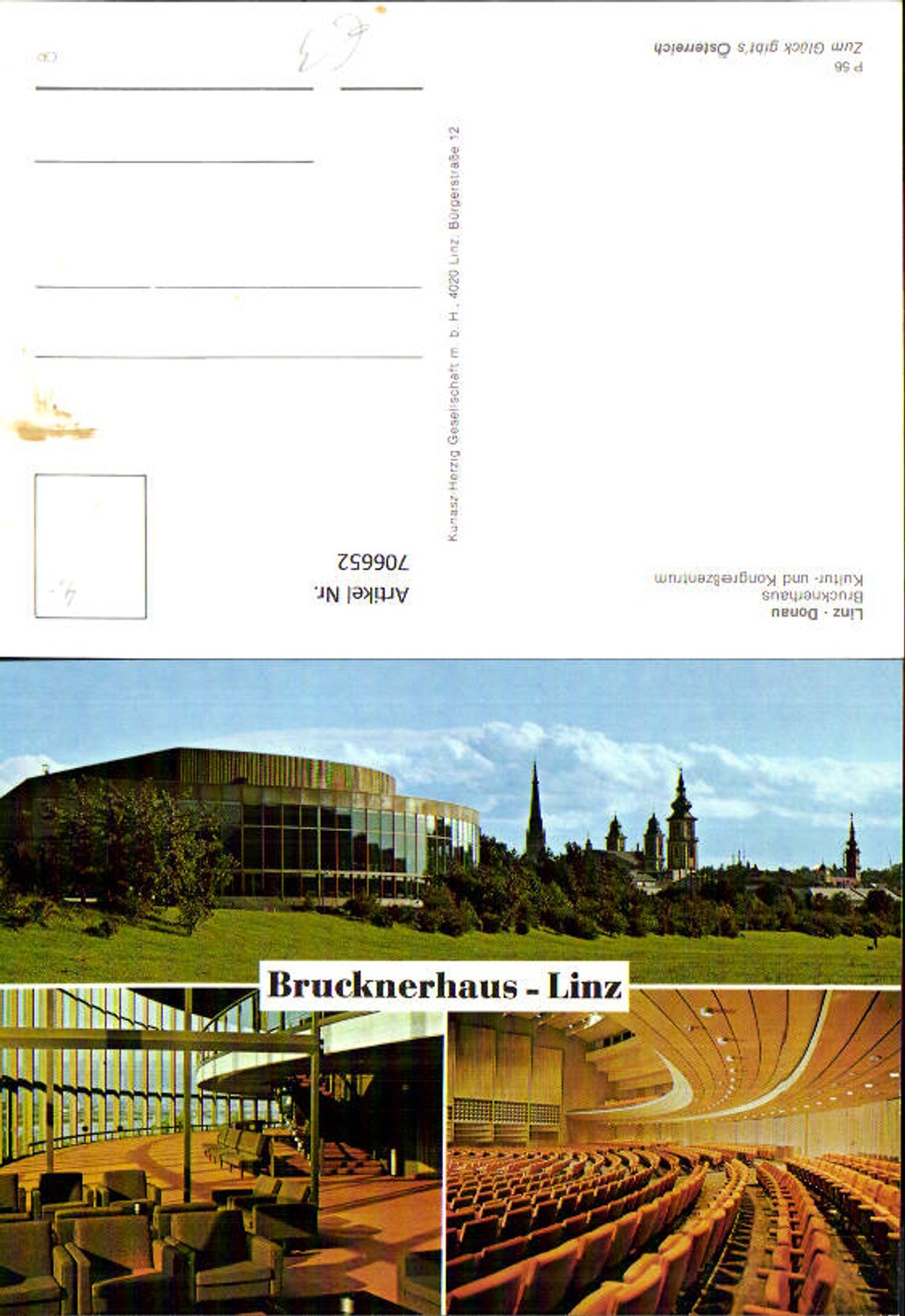706652 Multi-image AK Linz on the Danube Brucknerhaus Exterior and Interior
