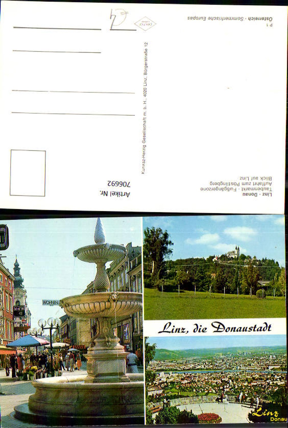 706692 Mehrbild AK Linz a. d. Donau Taubenmarkt Auffahrt zum Pöstlingberg Blick auf Linz