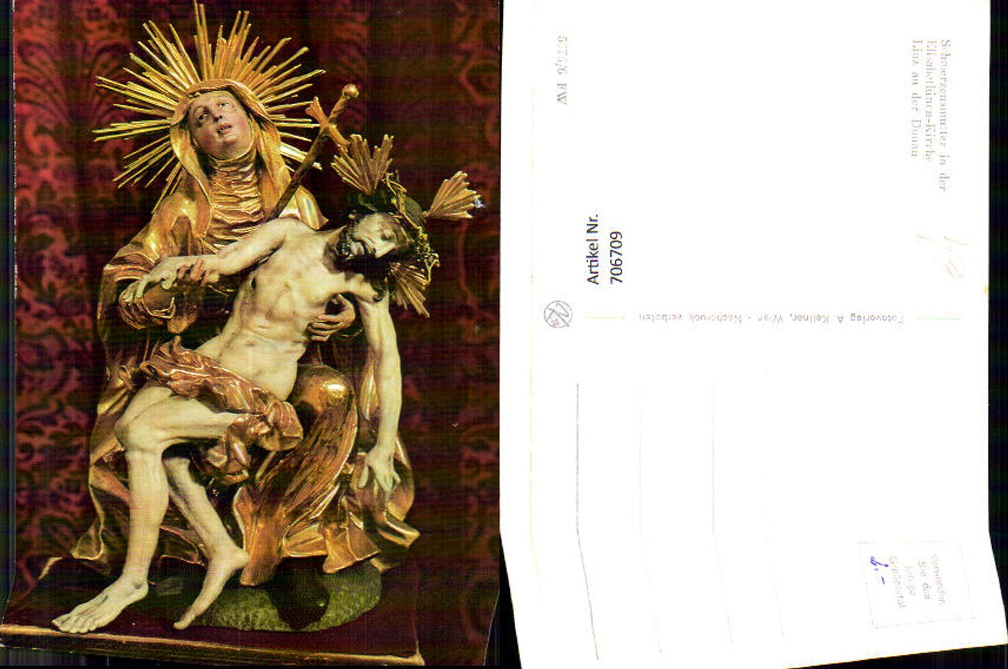 706709 Linz on the Danube, Elisabethinen Church, Our Lady of Sorrows, detail view