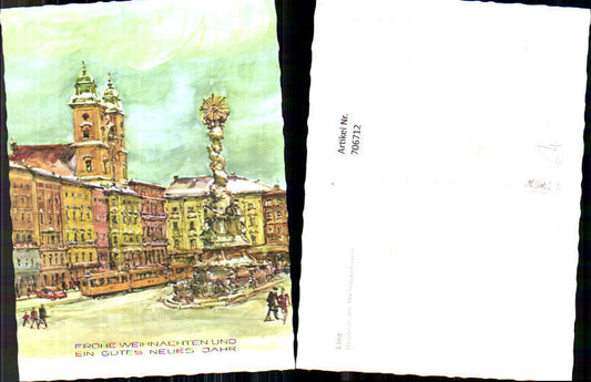 706712 Artist AK Linz Main Square with Trinity Column Christmas New Year