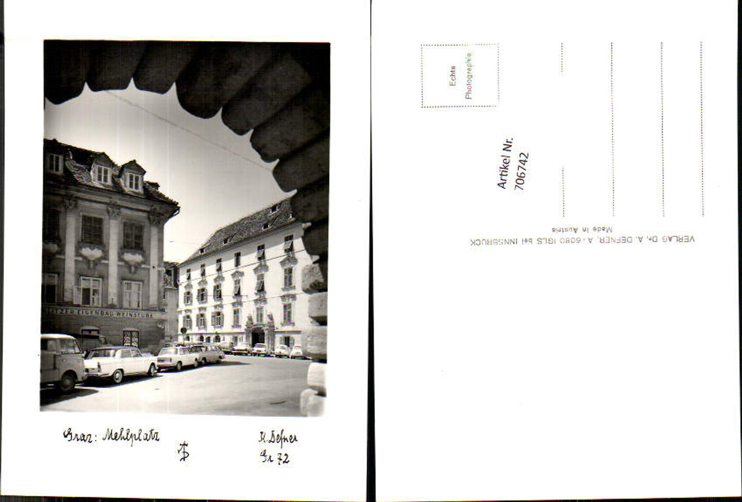 706742 Fotokunst Dr. Defner Gr 72 Graz Mehlplatz Oldtimer Auto