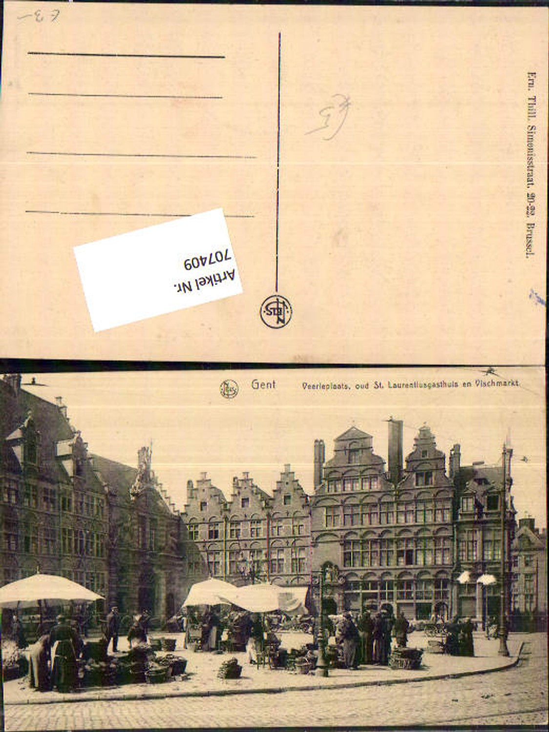 707409 Gand Gent Veerleplaats St. Laurentiusgasthuis Vischmarkt