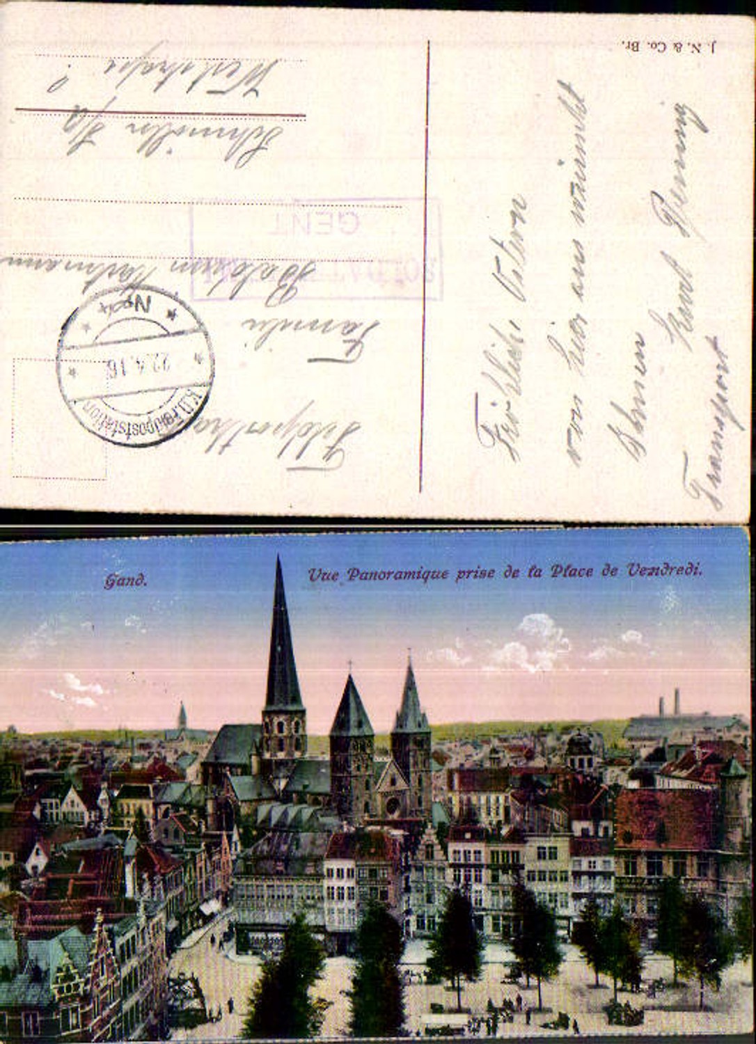 707485 Belgium Gand Gent Place Vendredi Feldpost Soldatenheim n. Schmölln