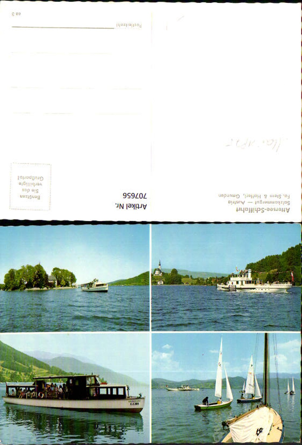 707656 Mehrbild AK Attersee Schifffahrt Schiffe Dampfer Segelboote
