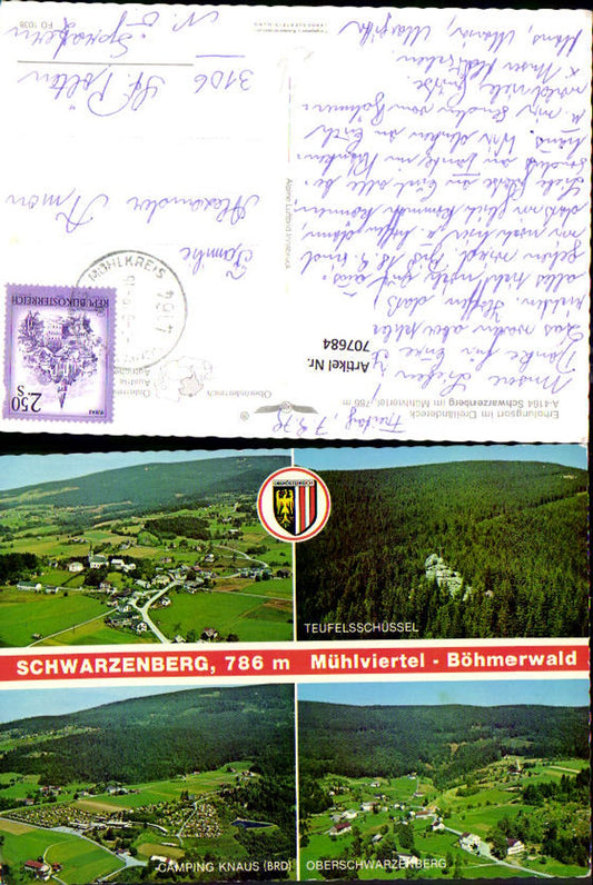 707684 Mehrbild AK Schwarzenberg im Mühlviertel Dreiländereck pub Alpine Luftbild FÖ 1038