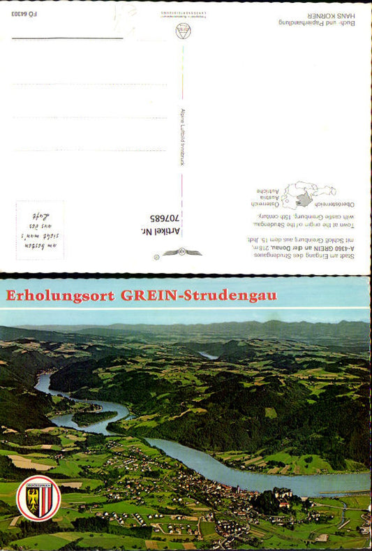 707685 Fliegeraufnahme Grein an der Donau Strudengau pub Alpine Luftbild FÖ 64303