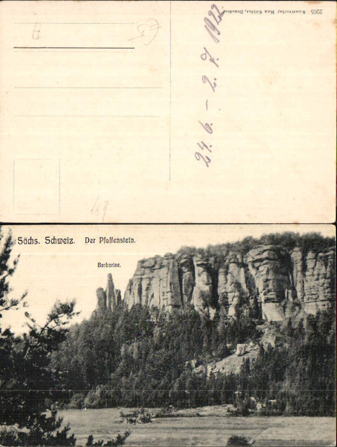 708192 Sächsische Schweiz Pfaffenstein Barbarine Königstein pub Max Köhler 2265