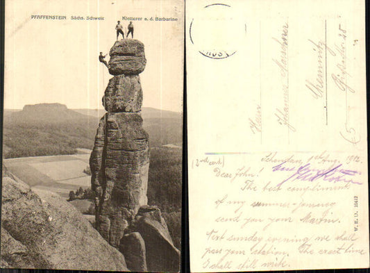 708205 Sächsische Schweiz Pfaffenstein Barbarine Königstein Kletterer