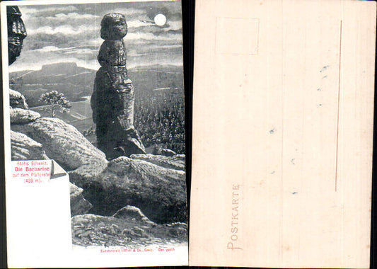 Mond Lithographie Sächsische Schweiz Pfaffenstein Barbarine Königstein