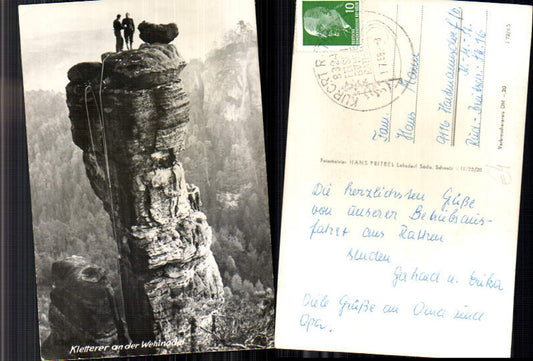 708402 Sächsische Schweiz Rathen Königstein Kletterer Wehlnadel