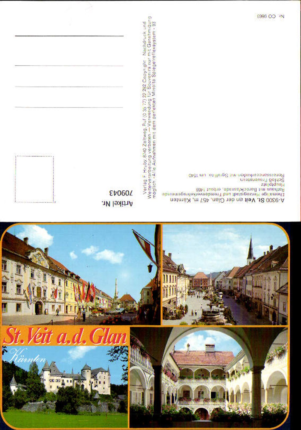 709043 Multi-image AK St. Veit an der Glan Town Hall Main Square Frauenstein Castle