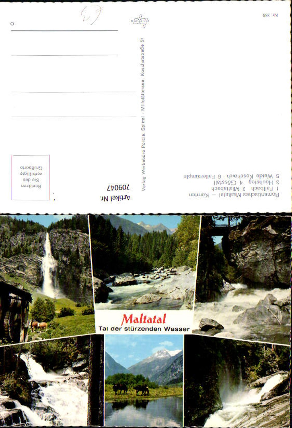 709047 Multi-image AK Maltatal Fallbach Maltabach Hochsteg Gössfall Weide Koschach Waterfall